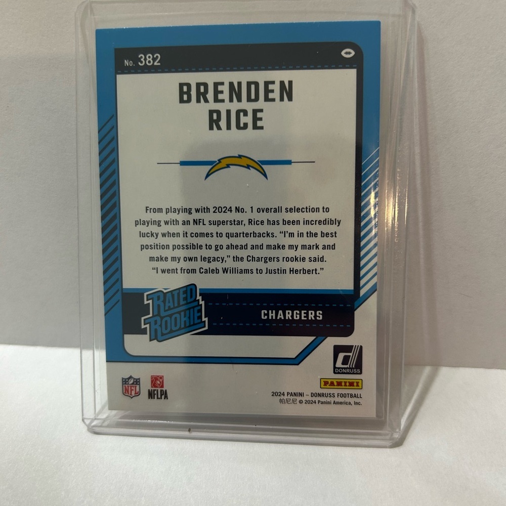 Donruss Rated Rookie Football Card 2024 Brenden Rice #382 - Picture 2 of 2